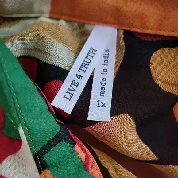 Live 4 Truth Button Up Sheer Maxi Shirt Dress/Duster Sz 1X Colorful Retro Hippie - Picture 5 of 6